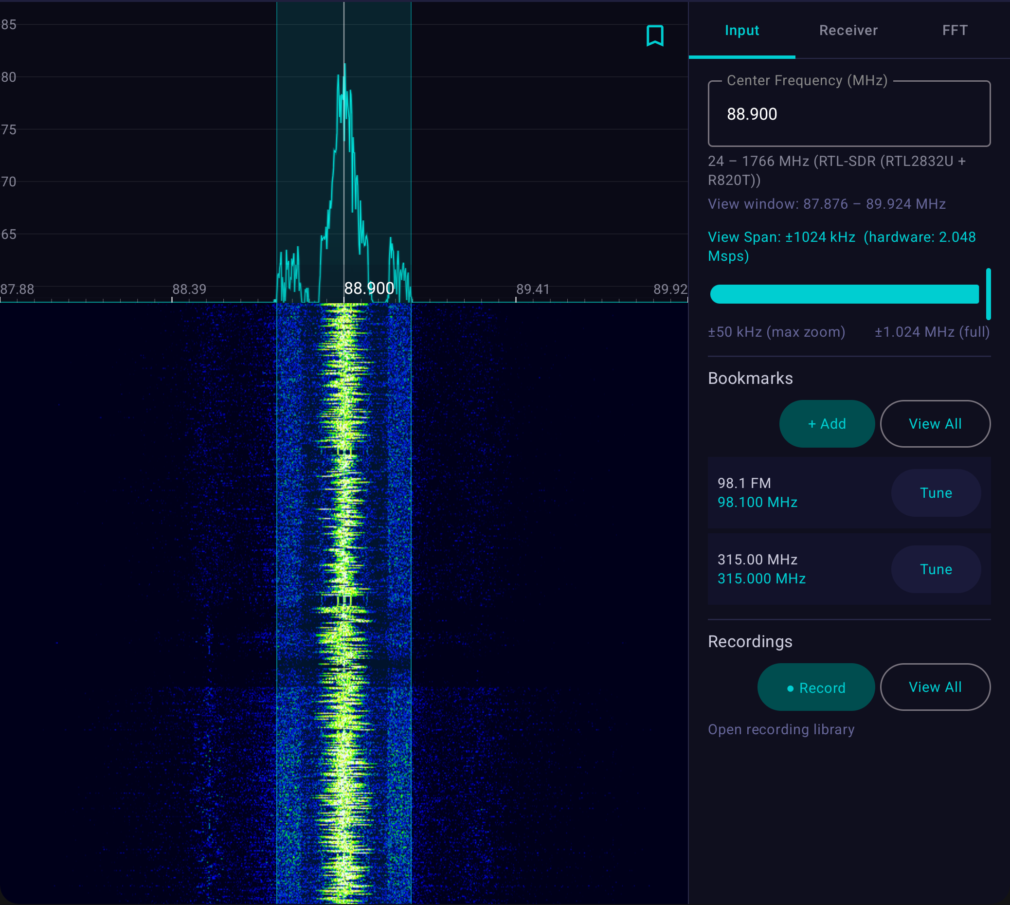 Wide display showing full spectrum capabilities
